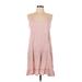 Pink Rose Casual Dress - A-Line Scoop Neck Sleeveless: Pink Dresses - Women's Size Large