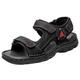 Mens Sandals Leather Open-Toe Breathable Outdoor Non-Slip Hiking Sport Soft Cushioned Footbed Summer Casual Beach Shoes Black 6 UK