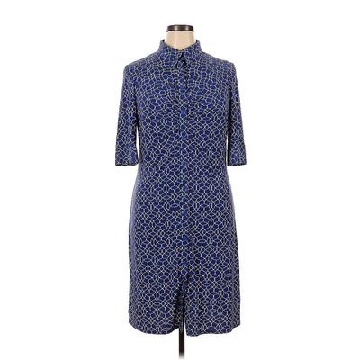 Laundry by Shelli Segal Cocktail Dress - Shirtdress High Neck Short sleeves: Blue Dresses - Women's Size 14