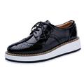 wealsex Women Ladies New Oxford Leather Shoes Round Toe Fashion Wedge Heel Casual Brogue Shoes Lace Up Comfort (Black UK 5)
