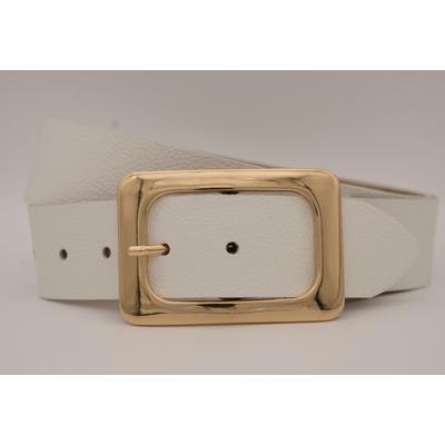 Ledergürtel ANNAMATONI, Damen, Gr. 90, weiß, Rindsleder, unifarben, casual, Gürtel, mit goldener Schließe Image