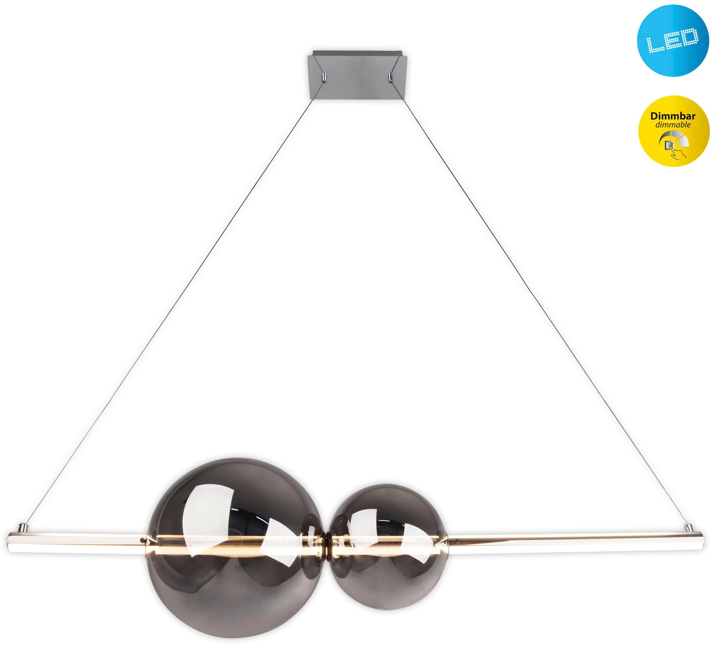 NÄVE LED Pendelleuchte "NOVA", grau (chrom, smoky), H: 150cm, 1 Stk., Leuchten, Dimmbar Image