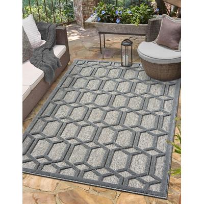 Teppich "Thala, LAGERRÄUMUNG", grau (grau,schwarz), B:100cm H:8mm L:160cm, Polypropylen, MYFLAIR MÖBEL & ACCESSOIRES, Teppiche, modernes Design, Hoch-Tief Effekt, Outdoor geeignet, Balkon, Terrasse Image