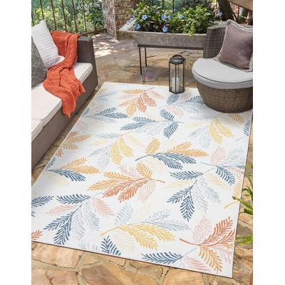 Teppich "Johanna, LAGERRÄUMUNG", bunt (cream,multi,rot), B:160cm H:6mm L:230cm, Polypropylen, MYFLAIR MÖBEL & ACCESSOIRES, Teppiche, Wendeteppich, Blätter Motiv, Outdoor geeignet, Balkon, Terrasse Image