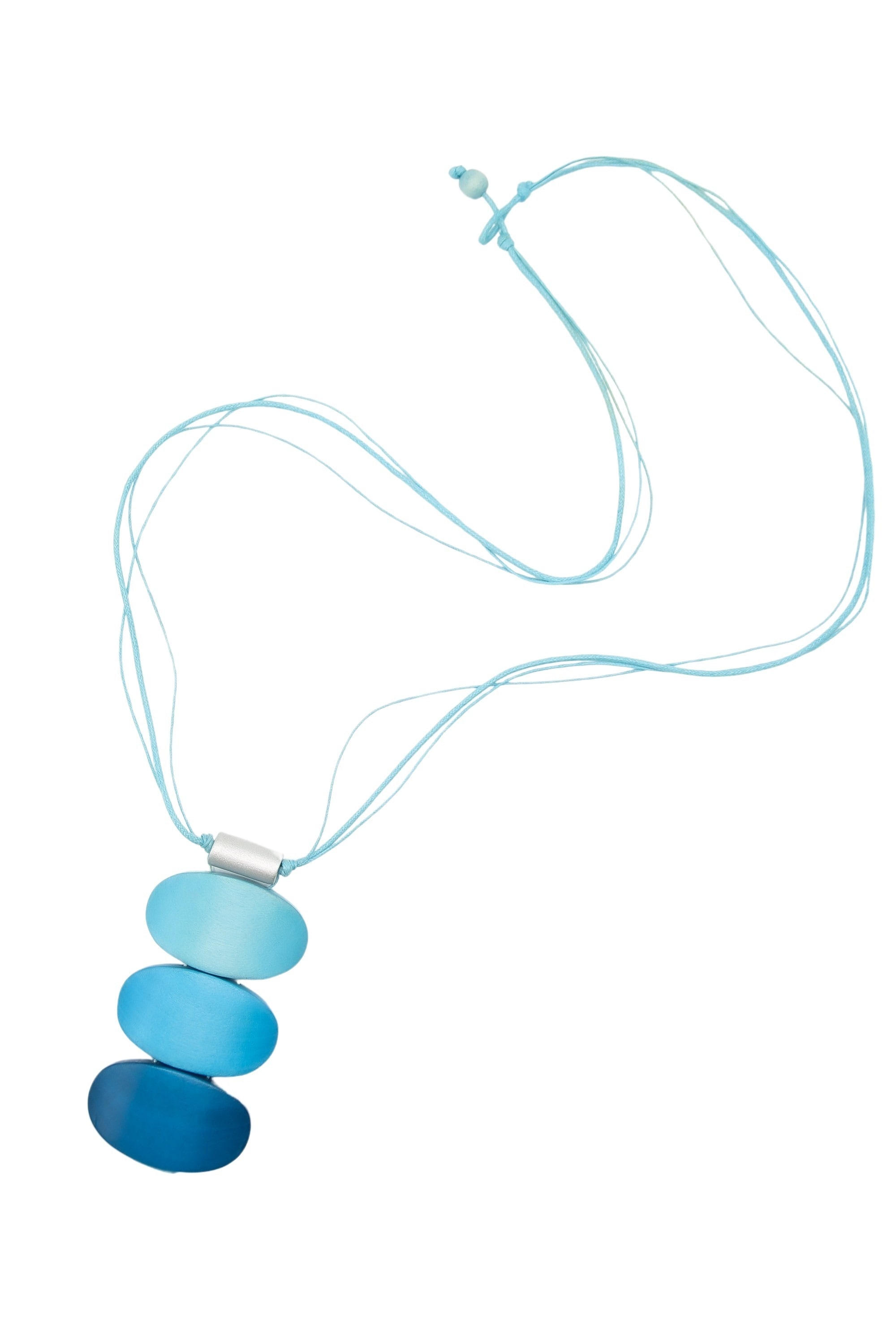 Lange Kette "Asmara", Damen, Gr. onesize, Holz, blau (türkis), COLLEZIONE ALESSANDRO, Basic, Halsketten, Anhänger bestehend aus drei ovalen Holzperlen