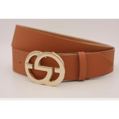 Ledergürtel ANNAMATONI, Damen, Gr. 110, braun (cognac), Rindsleder, unifarben, casual, Gürtel, mit goldener Schließe Image