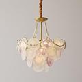 qudkdhs Crystal Glass Chandelier Pendant Ceiling Lighting European Style Pearl Bead Large White Pink Light Modern Round Coastal Chandelier for Girls Bedroom Dining Room Living Room Foyer Entryway