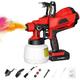 HYQNG Cordless Paint Sprayer Electric Paint Gun Battery Powered, 1200ML Handheld HVLP Spray Paint Gun with 3 Spray Patterns, LED Light Spray Gun for Wood Fence Furniture