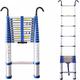 Telescoping Ladder, Aluminum Extension Ladder with Hooks Loft Roof Ladder Foldable Ladder Household Ladder Stepladder (Color : Blue, Size : 3.5M) surprise gift