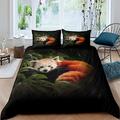 SJSXWQN Single Duvet Cover Set Brown Red Fox Bedding for Kids Single Duvet Cover with Zipper Closure Soft Hypoallergenic Microfiber Duvet Cover 53.1"x 78.7" + 2 Pillowcases 19.7"x 29.5"