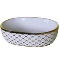 SmPinnaA Modern Ceramic Oval Countertop, Bathrooms Countertop Basin Ceramic Bathroom Basin - Vessel Sink, For Bath Remodel,Gold,56x42x14.5cm