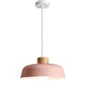 CWVYKNP Lighting for Kitchen Island Nordic Macaron Color Simple Hanging Light Fixtures Adjustable Height, Dining Room Bedside Table Wood Accent Hanging Ceiling Lamp,E26 Base,Pink