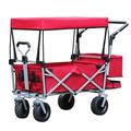 Trolleys,Folding Garden Trolley Bear 100Kg Collapsible 4 Wheels Wheelbarrow Outdoor Gardening Cart Wagon,Removable Canopy/Camouflage Blue (Red)