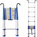 Telescoping Ladder, Aluminum Extension Ladder with Hooks Loft Roof Ladder Foldable Ladder Household Ladder Stepladder (Color : Blue, Size : 5.9M) surprise gift