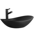 SmPinnaA Modern Ceramic Oval Countertop, Bathrooms Countertop Basin Ceramic Bathroom Basin - Vessel Sink, For Bath Remodel,Black White,60x36x13cm