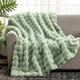 Cozy Bliss Faux Fur Throw Blanket for Couch, Fuzzy Soft Plush Thick Bubble Blanket for Sofa Bedroom Living Room, 50 * 60 Inches Sage Green