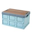 Kliplinc 55L Portable Large Room Wooden Cover PP Foldable Camping Equipment Storage Box Outdoor Tool Box Light Blue