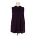 Ava & Viv Casual Dress - A-Line Mock Sleeveless: Purple Solid Dresses - Women's Size 2X
