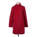 Ann Taylor LOFT Coat: Mid-Length Red Print Jackets & Outerwear - Women's Size Small