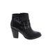 Gianni Bini Ankle Boots: Strappy Chunky Heel Casual Black Solid Shoes - Women's Size 10 - Round Toe