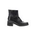 Ankle Boots: Slouch Chunky Heel Minimalist Black Solid Shoes - Women's Size 11 - Round Toe