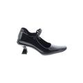 Prada Heels: Pumps Chunky Heel Minimalist Black Print Shoes - Women's Size 35.5 - Almond Toe
