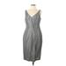 Laundry by Shelli Segal Casual Dress - Slip dress: Gray Chevron/Herringbone Dresses - Women's Size 12