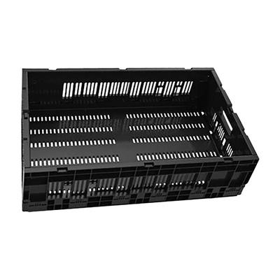 24" x 16" x 4 1/2" Black Collapsible Plastic Lug with Locking Sides