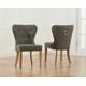 Keswick Studded Grey Fabric Oak Leg Dining Chairs