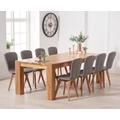 Sheringham 240cm Solid Oak Table With 6 Grey Ruben Faux Leather Chairs