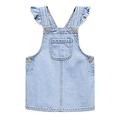 Mango Younger Girls Frill Denim Pinny - Light Blue