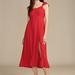 Lucky Brand Ruffle Sleeve Midi Dress - Women's Clothing Dresses Shirt Midi Dress in Red, Size L