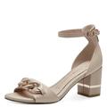 MARCO TOZZI Damen Sandalen mit Absatz Hinten geschlossen aus Leder, Beige (Cream), 36