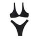 OTBEHUWJ Bikini Tie Bikini Padded Bra High Leg Bandage Push Up Bikini Set Brazilian Swimsuit Women Swimwear-black-l