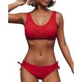 OTBEHUWJ Bikini Women's Swimwear 2 Pieces High Waist Padded Bikini Push Up Bikini Sets Two Piece Backless Swimsuit-red-m