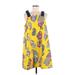 Maeve Casual Dress - A-Line Square Sleeveless: Yellow Print Dresses - Women's Size Medium Petite