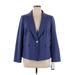 Nine West Blazer Jacket: Below Hip Blue Solid Jackets & Outerwear - Women's Size 14