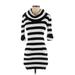 INC International Concepts Casual Dress - Sweater Dress High Neck 3/4 sleeves: Black Print Dresses - Women's Size Small