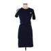 Adidas Casual Dress - Sheath High Neck Short sleeves: Blue Solid Dresses - Women's Size Medium