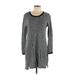 Madewell Casual Dress - Mini Scoop Neck Long sleeves: Gray Color Block Dresses - Women's Size Large