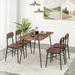 5 Piece Dining Table Set Rectangular with Backrest and Metal Legs for Breakfast Nook - 43"x 27.5"x 30"