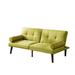 Futon Upholstered Sofa Bed Modern Light Green Linen Fabric Couch Convertible Folding Recliner for Living Room w/Pillow Armrest