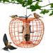 Squirrel-Proof Pumpkin Bird Feeder with Cage and 4 Metal Ports - 12" x 16"