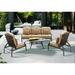 Nassau 4-Piece Patio Sofa Conversation Set (with 2 Adjustable Club Chairs) with Cushions and 31 x 46'' Oval Coffee Table