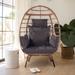 Outdoor Stationary Egg Chair, Rattan Wicker Egg Swing Chair,Egg Chair - 39*28.5*58.2in