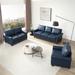 Living Room Lounge Sofa with Hidden Storage Couch, Faux Leather Recliner Sofa Nailhead Rolled Arms Sofa with Thick Cushion