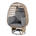 Outdoor Rattan Swivel Chair with Cushions and Rocking Function