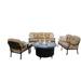 Elisabeth 5-Piece Patio Propane Fire Pit Deep Seating Set with Cushions and 47'' Round Fire Pit Chat Table and Fireglass