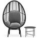 Patio PE Wicker Rattan Egg Chair with Cushion and Side Table