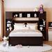 Full Size Wood Platform Bed with All-in-One Cabinet & Shelf, Espresso